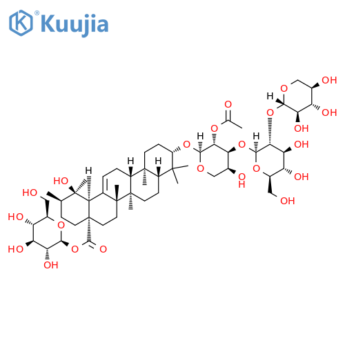 Urs-12-en-28-oic acid,19-hydroxy-3-[(O-b-D-xylopyranosyl-(1&reg;2)-O-b-D-glucopyranosyl-(1&reg;3)-2-O-acetyl-a-L-arabinopyranosyl)oxy]-, b-D-glucopyranosyl ester, (3b)- (9CI) structure