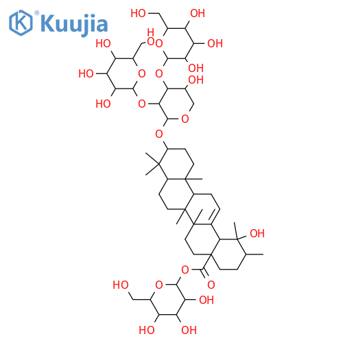 Urs-12-en-28-oic acid, 3-[(O-β-D-glucopyranosyl-(1→2)-O-[β-D-glucopyranosyl-(1→3)]-α-L-arabinopyranosyl)oxy]-19-hydroxy-, β-D-glucopyranosyl ester, (3β)- (9CI) structure