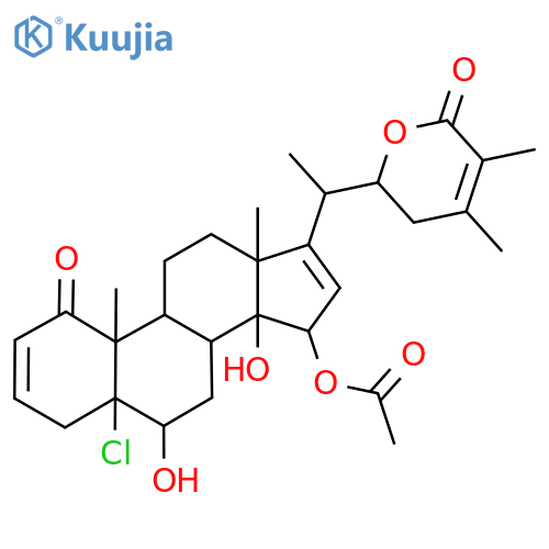 Ergosta-2,16,24-trien-26-oicacid, 15-(acetyloxy)-5-chloro-6,14,22-trihydroxy-1-oxo-, d-lactone, (5a,6b,15a,22R)- structure