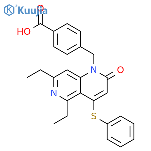 Benzoic acid,4-[[5,7-diethyl-2-oxo-4-(phenylthio)-1,6-naphthyridin-1(2H)-yl]methyl]- structure