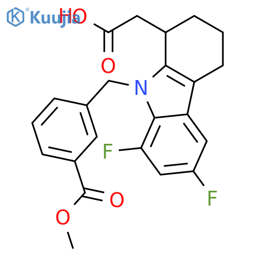 1H-Carbazole-1-acetic acid,6,8-difluoro-2,3,4,9-tetrahydro-9-[[3-(methoxycarbonyl)phenyl]methyl]- structure