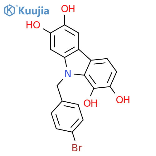 9H-Carbazole-1,2,6,7-tetrol, 9-[(4-bromophenyl)methyl]- structure