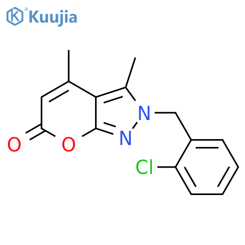 Pyrano[2,3-c]pyrazol-6(2H)-one, 2-[(2-chlorophenyl)methyl]-3,4-dimethyl- structure