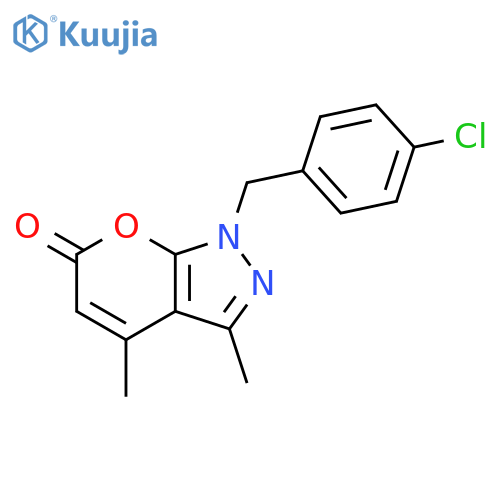 Pyrano[2,3-c]pyrazol-6(1H)-one,1-[(4-chlorophenyl)methyl]-3,4-dimethyl- structure