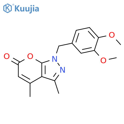 Pyrano[2,3-c]pyrazol-6(1H)-one,1-[(3,4-dimethoxyphenyl)methyl]-3,4-dimethyl- structure