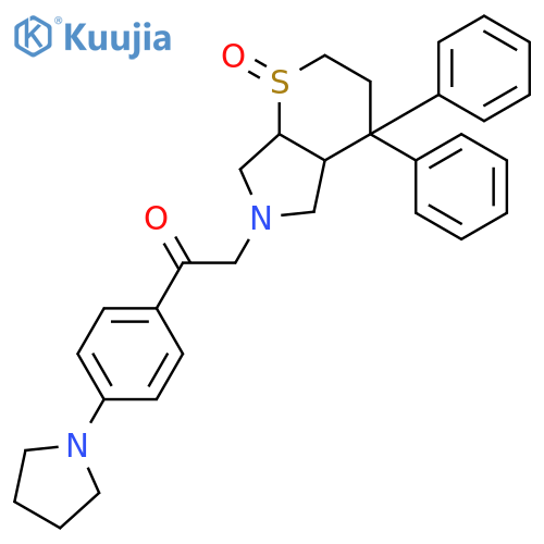 Thiopyrano[2,3-c]pyrrole,octahydro-4,4-diphenyl-6-[[2-(1-pyrrolidinyl)phenyl]acetyl]-, 1-oxide, (1a,4ab,7ab)- (9CI) structure