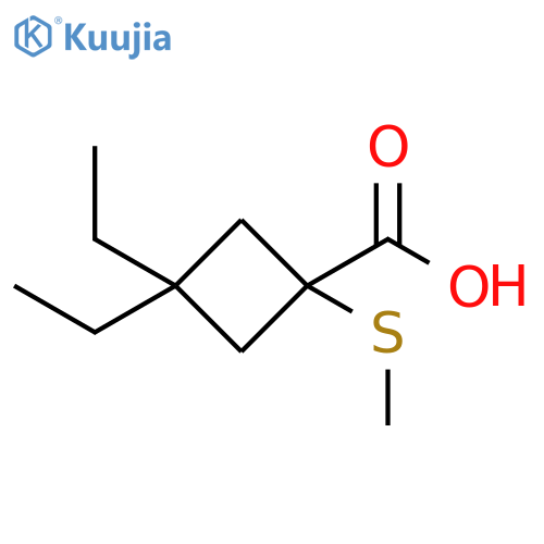 3,3-diethyl-1-(methylsulfanyl)cyclobutane-1-carboxylic acid structure