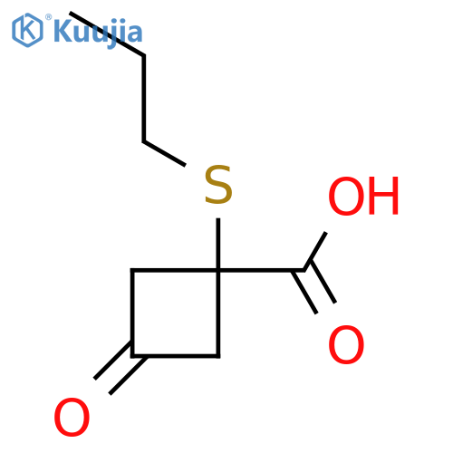 3-oxo-1-(propylsulfanyl)cyclobutane-1-carboxylic acid structure
