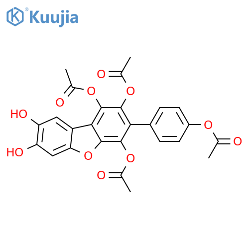 1,2,4,7,8-Pentahydroxy-3-(4-hydroxyphenyl)dibenzofuran; 1,2,4,4'-Tetra-Ac structure