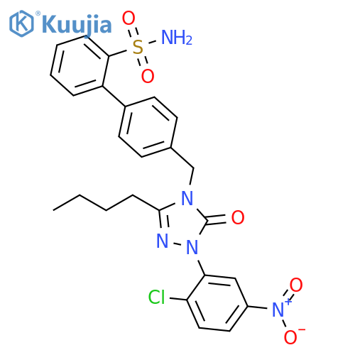 [1,1'-Biphenyl]-2-sulfonamide, 4'-[[3-butyl-1-(2-chloro-5-nitrophenyl)-1,5-dihydro-5-oxo-4H-1,2,4-triazol-4-yl]methyl]- structure