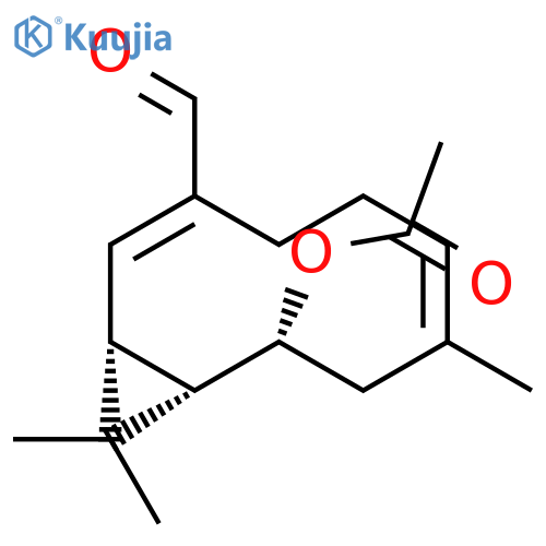 (1S,2R,4Z,8E,10R)-8-Formyl-4,11,11-trimethylbicyclo[8.1.0]undeca-4,8-dien-2-yl acetate structure