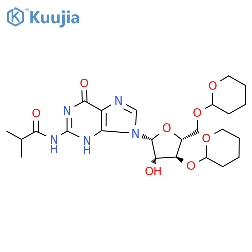 N-[9-[3,5-Bis-O-(tetrahydro-2H-pyran-2-yl)-β-D-arabinofuranosyl]-6,9-dihydro-6-oxo-1H-purin-2-yl]-2-methylpropanamide structure