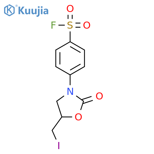 BENZENESULFONYL FLUORIDE, 4-[5-(IODOMETHYL)-2-OXO-3-OXAZOLIDINYL]- structure