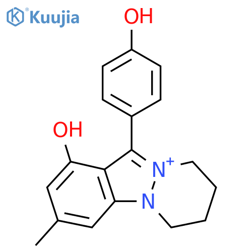 1-Hydroxy-11-(4-hydroxyphenyl)-3-methyl-6,7,8,9-tetrahydropyridazino[1,2-a]indazol-10-ium structure
