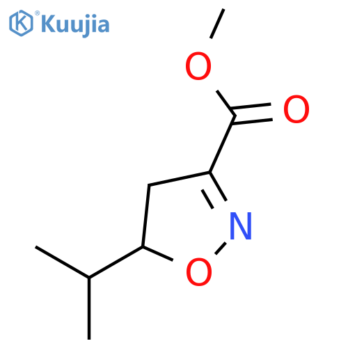 3-Isoxazolecarboxylicacid, 4,5-dihydro-5-(1-methylethyl)-, methyl ester structure