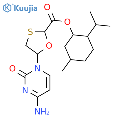 (2R,5S)-L-Menthol-5-(4-amino-2-oxo-1(2H)-pyrimidinyl)-1,3-oxathiolane-2-carboxylate structure
