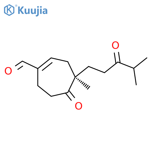 1-Cycloheptene-1-carboxaldehyde, 4-methyl-4-(4-methyl-3-oxopentyl)-5-oxo-, (4R)- structure