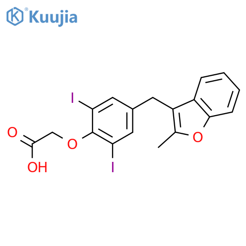 2-[2,6-Diiodo-4-(2-methyl-1-benzofuran-3-ylmethyl)phenoxy]acetic acid structure