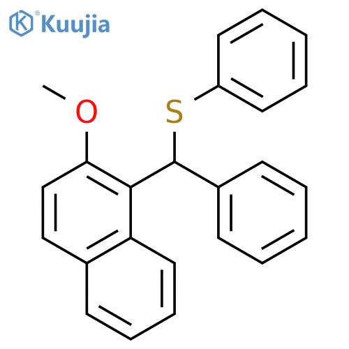 Naphthalene, 2-methoxy-1-[phenyl(phenylthio)methyl]- structure