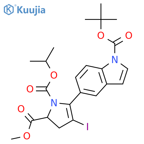 1H-Pyrrole-1,2-dicarboxylic acid, 5-[1-[(1,1-dimethylethoxy)carbonyl]-1H-indol-5-yl]-2,3-dihydro-4-iodo-, 2-methyl 1-(1-methylethyl) ester, (2S)- structure
