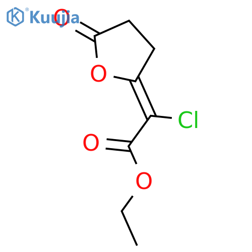 Acetic acid, chloro(dihydro-5-oxo-2(3H)-furanylidene)-, ethyl ester, (E)- structure