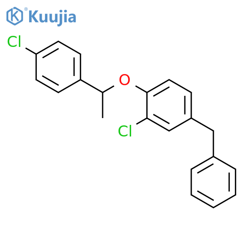 Benzene, 2-chloro-1-[1-(4-chlorophenyl)ethoxy]-4-(phenylmethyl)- structure