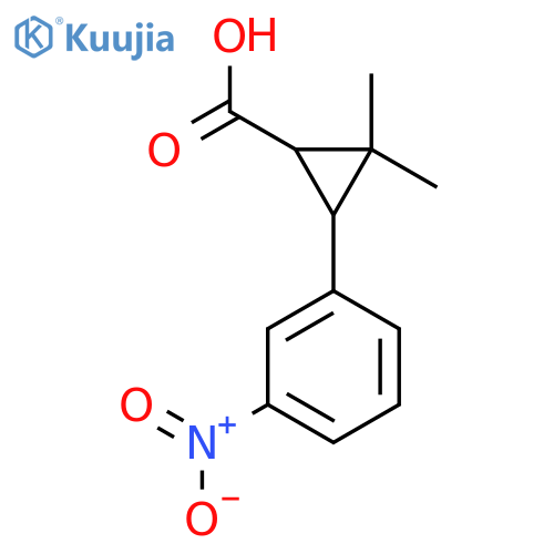 2,2-dimethyl-3-(3-nitrophenyl)cyclopropane-1-carboxylic acid structure