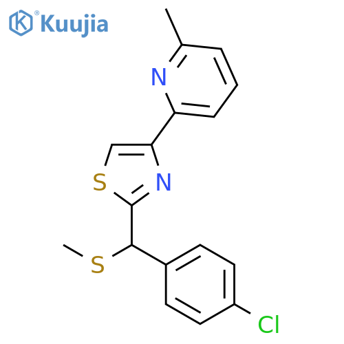 Pyridine, 2-[2-[(4-chlorophenyl)(methylthio)methyl]-4-thiazolyl]-6-methyl- structure