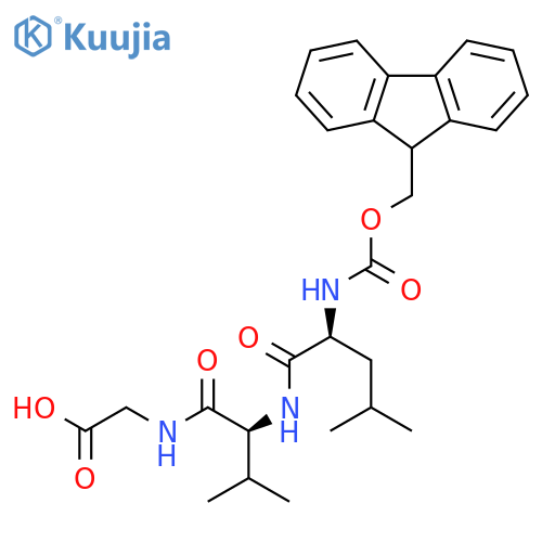 Glycine, N-[N-[N-[(9H-fluoren-9-ylmethoxy)carbonyl]-L-leucyl]-L-valyl]- structure
