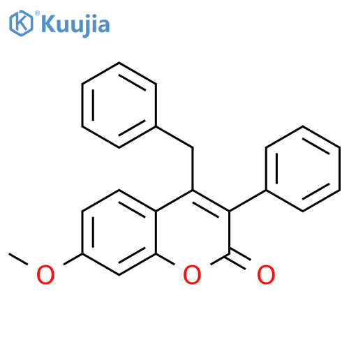 2H-1-Benzopyran-2-one, 7-methoxy-3-phenyl-4-(phenylmethyl)- structure