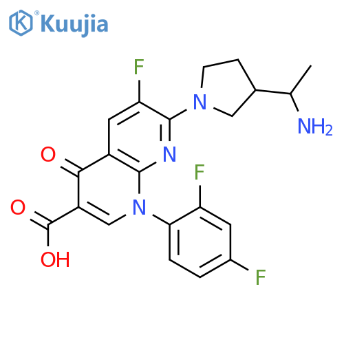 1,8-Naphthyridine-3-carboxylicacid,7-[3-(1-aminoethyl)-1-pyrrolidinyl]-1-(2,4-difluorophenyl)-6-fluoro-1,4-dihydro-4-oxo-,hydrochloride (10:11), [S-(R*,S*)]- (9CI) structure