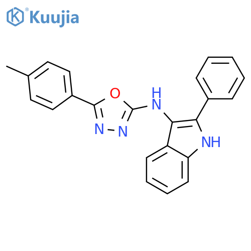 1H-Indol-3-amine, N-[5-(4-methylphenyl)-1,3,4-oxadiazol-2-yl]-2-phenyl- structure