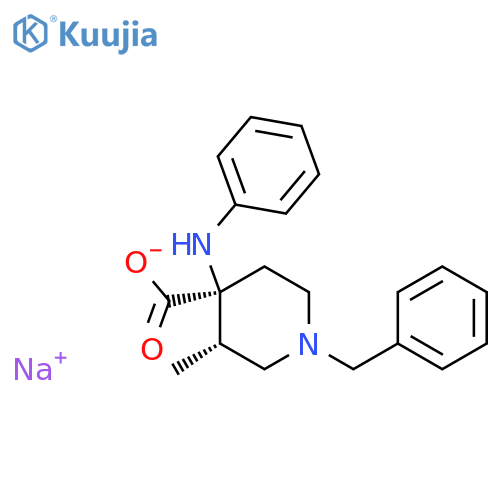 Sodium;(3S,4S)-4-anilino-1-benzyl-3-methylpiperidine-4-carboxylate structure