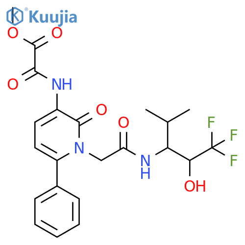 Acetic acid, 2-[[1,2-dihydro-2-oxo-1-[2-oxo-2-[[3,3,3-trifluoro-2-hydroxy-1-(1-methylethyl)propyl]amino]ethyl]-6-phenyl-3-pyridinyl]amino]-2-oxo-, methyl ester structure