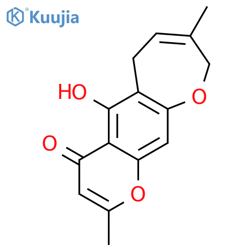 5-hydroxy-2,8-dimethyl-6,9-dihydro-4H-oxepino[3,2-g]chromen-4-one structure