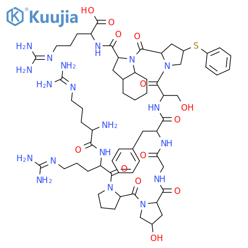 Bradykinin,N2-D-arginyl-3-[(4R)-4-hydroxy-L-proline]-7-[(4R)-4-(phenylthio)-D-proline]-8-[(2S,3aS,7aS)-octahydro-1H-indole-2-carboxylicacid]- (9CI) structure