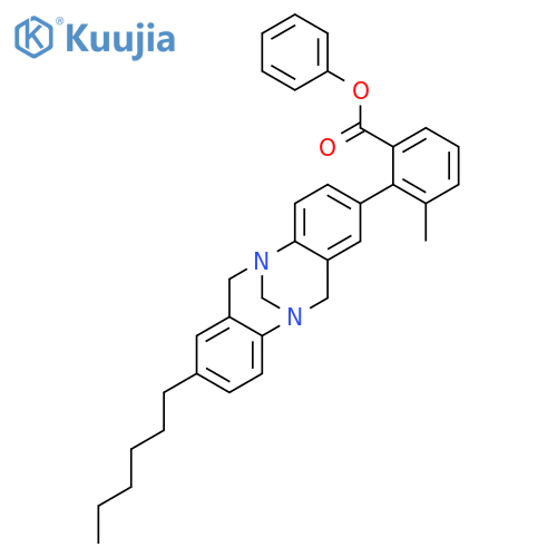 Benzoic acid, 2-(8-hexyl-6H,12H-5,11-methanodibenzo[b,f][1,5]diazocin-2-yl)-3-methyl-, phenyl ester structure