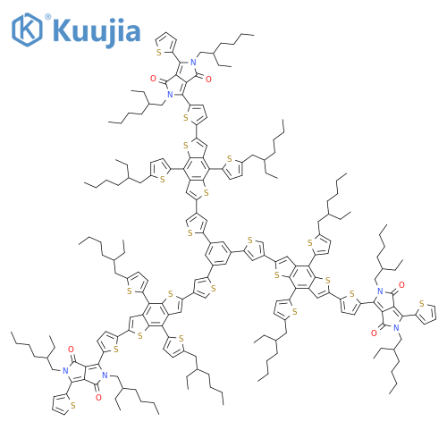 Pyrrolo[3,4-c]pyrrole-1,4-dione, 3,3',3''-[1,3,5-benzenetriyltris[2,4-thiophenediyl[4,8-bis[5-(2-ethylhexyl)-2-thienyl]benzo[1,2-b:4,5-b']dithiophene-6,2-diyl]-5,2-thiophenediyl]]tris[2,5-bis(2-ethylhexyl)-2,5-dihydro-6-(2-thienyl)- structure