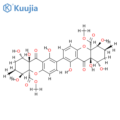 [7,7'-Bi-4aH-xanthene]-4a,4'a-dicarboxylicacid,1,1',2,2',3,3',4,4',9,9',9a,9'a-dodecahydro-1,1',4,4',8,8',9a,9'a-octahydroxy-3,3'-dimethyl-9,9'-dioxo-,dimethyl ester, (1S,1'S,3S,3'S,4S,4'S,4aS,4'aS,9aR,9'aR)- (9CI) structure