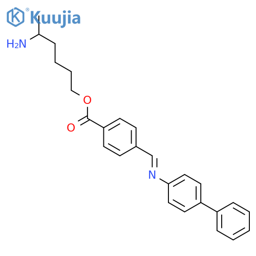 Benzoic acid, 4-[([1,1'-biphenyl]-4-ylimino)methyl]-, 5-aminohexyl ester structure