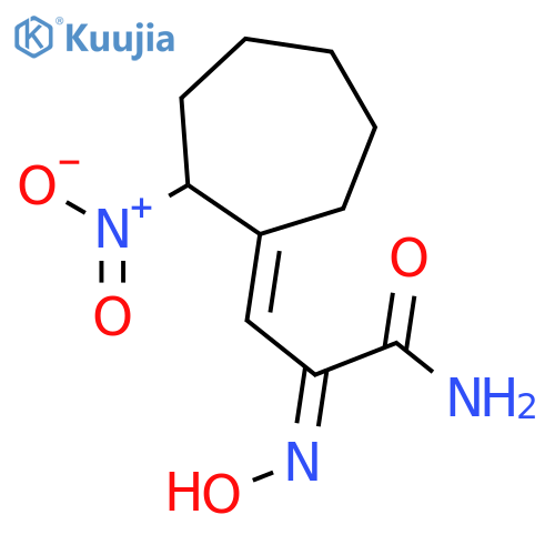 Propanamide, 2-(hydroxyimino)-3-(2-nitrocycloheptylidene)- structure