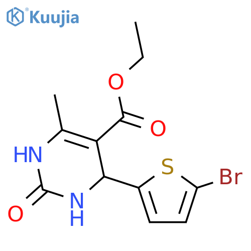 <br>4-(5-Bromo-thiophen-2-yl)-6-methyl-2-oxo-1,2,3,4-tetrahydro-pyrimidine-5-ca rboxylic acid ethyl ester structure