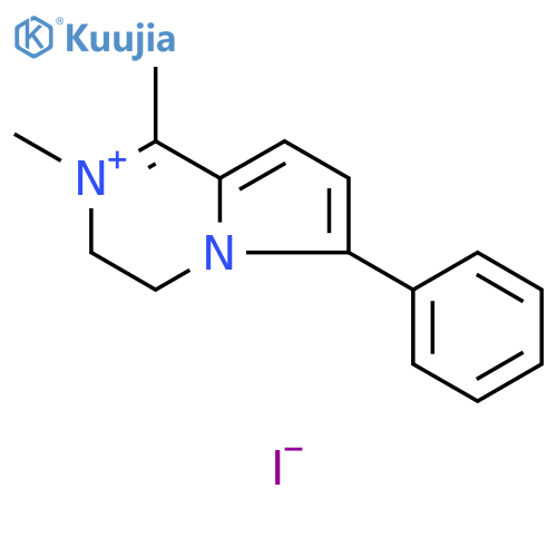 Pyrrolo[1,2-a]pyrazinium, 3,4-dihydro-1,2-dimethyl-6-phenyl-, iodide structure