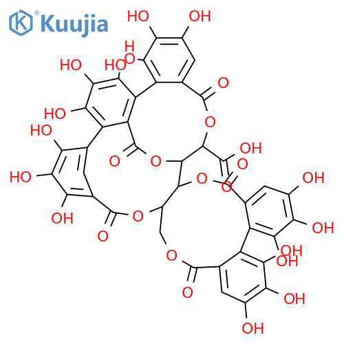 D-Gluconic acid, cyclic 4,6-[(1S)-4,4',5,5',6,6'-hexahydroxy[1,1'-biphenyl]-2,2'-dicarboxylate] cyclic 2→2'':3→2':5→2-[(1R,1''S)-4,4',4'',5,5',5'',6,6',6''-nonahydroxy[1,1':3',1''-terphenyl]-2,2',2''-tricarboxylate] structure