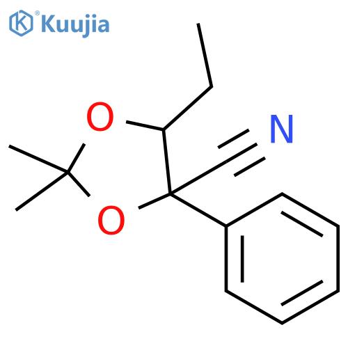 1,3-DIOXOLANE-4-CARBONITRILE, 5-ETHYL-2,2-DIMETHYL-4-PHENYL- structure