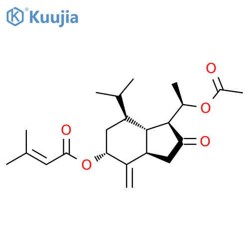 9alpha-(3-Methyl-2E-butenoyloxy)-4S-hydroxy-10(14)-oplopen-3-one 4-acetate structure