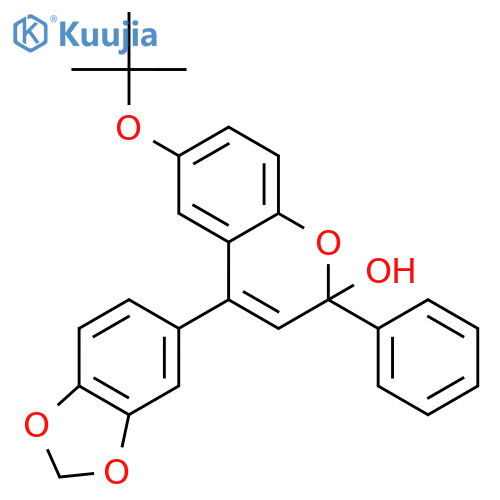 2H-1-Benzopyran-2-ol, 4-(1,3-benzodioxol-5-yl)-6-(1,1-dimethylethoxy)-2-phenyl- structure