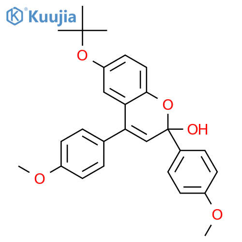 2H-1-Benzopyran-2-ol, 6-(1,1-dimethylethoxy)-2,4-bis(4-methoxyphenyl)- structure
