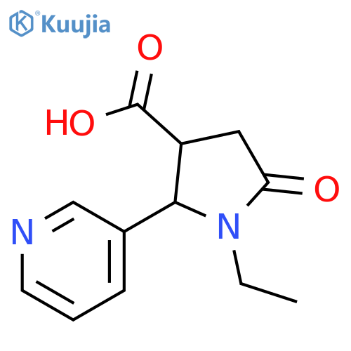 1-ethyl-5-oxo-2-(pyridin-3-yl)pyrrolidine-3-carboxylic acid structure