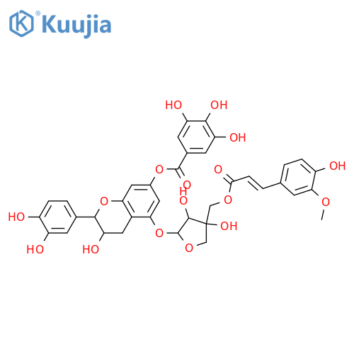 3,3',4',5,7-Pentahydroxyflavan; (2S,3R)-form, 7-O-(3,4,5-Trihydroxybenzoyl), 5-O-[4-hydroxy-3-methoxy-E-cinnamoyl-(→5)-β-D-apiofuranoside] structure